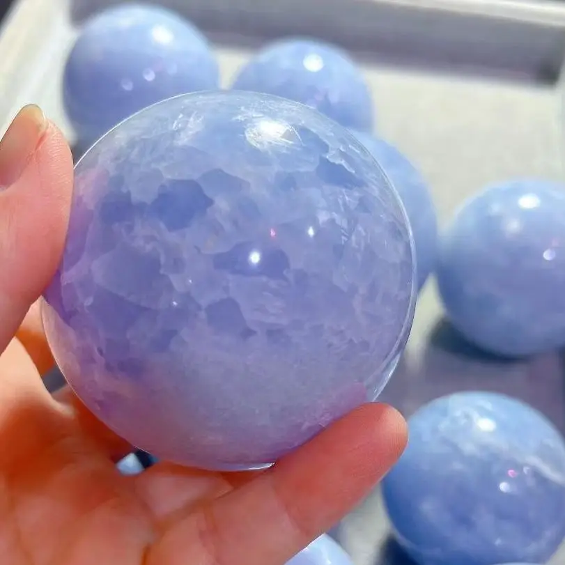 

80mm Rare And Beautiful Natural Crystal Lapis Lazuli Kyanite Energy Ball Reiki Healing Feng Shui Improve Home Decor Gift 1pcs