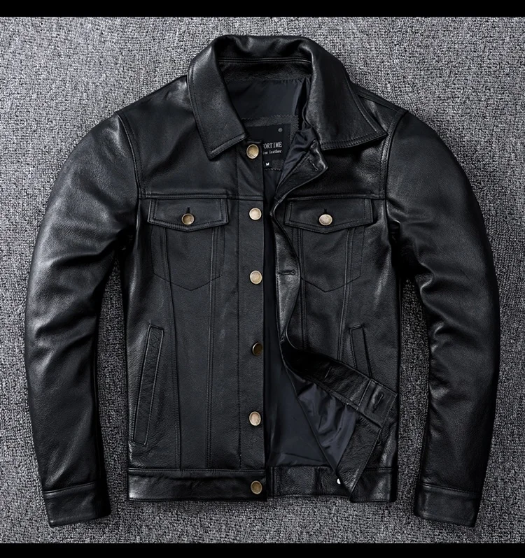 

genuine high 2023 new luxury brand real Leather jacket.classic casual slim cowhide coat.plus size mens quality leather clothing.