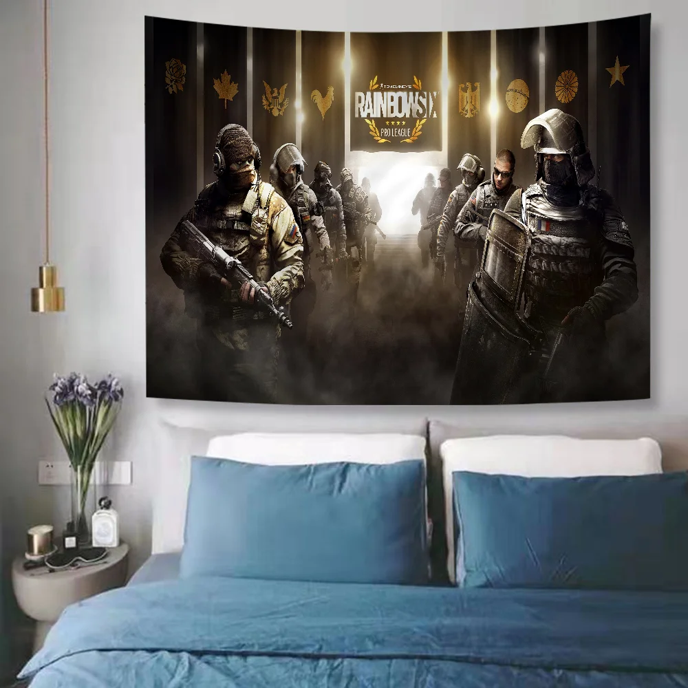 Game R-RainbowS-Sixs Tom C-Clancy Tapestry Art Printing Japanese Wall Anime Hanging Home Decor