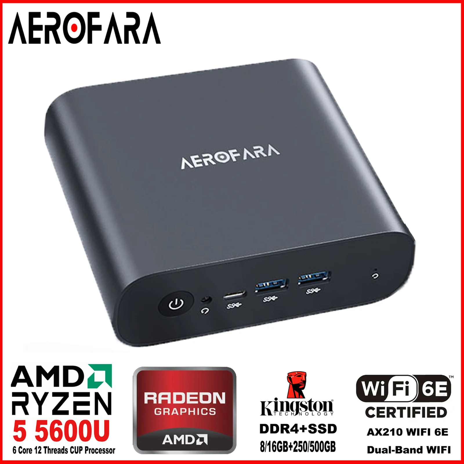 

Мини-ПК AMD Ryzen 5 5600U 6 ядер DDR4 250 ГБ/500 Гб Windows 11 Pro WiFi 6E игровой компьютер 4K HDMI официальный микро-ПК