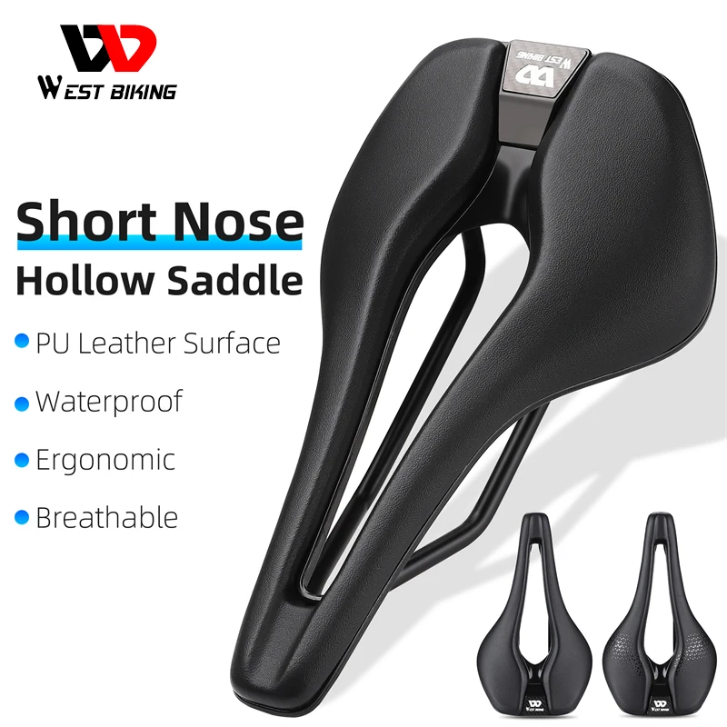 

WEST BIKING Bicycle Saddle Seat Mountain Road Bike Saddles PU Widened Breathable Racing Soft Seat Cushion Short Nose Saddle Mats