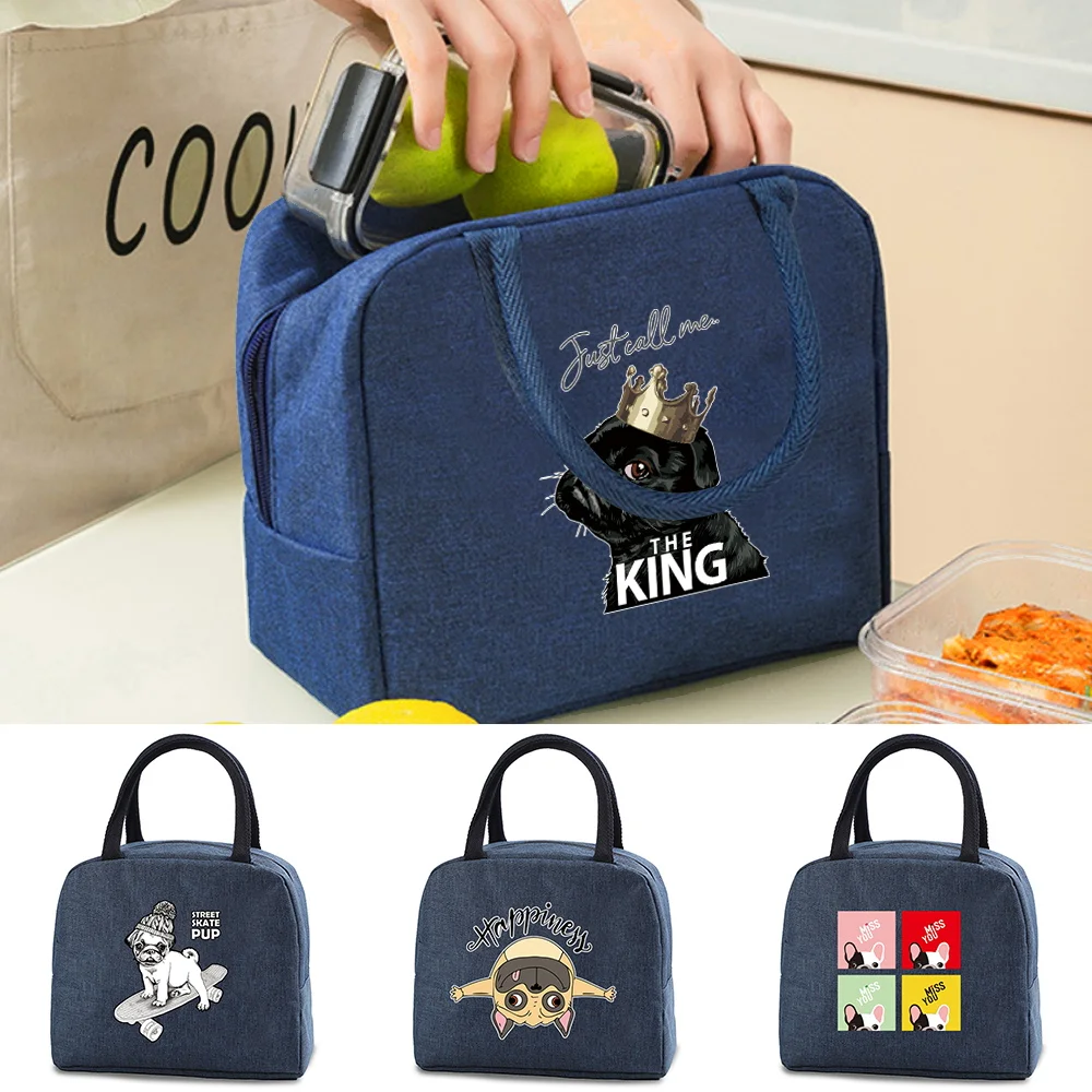 

2022 New Portable Lunch Bag Cute Dog Insulation Bags Picnic Food Lunch Bag Women Simple Small Tote Korean Style Children Handbag