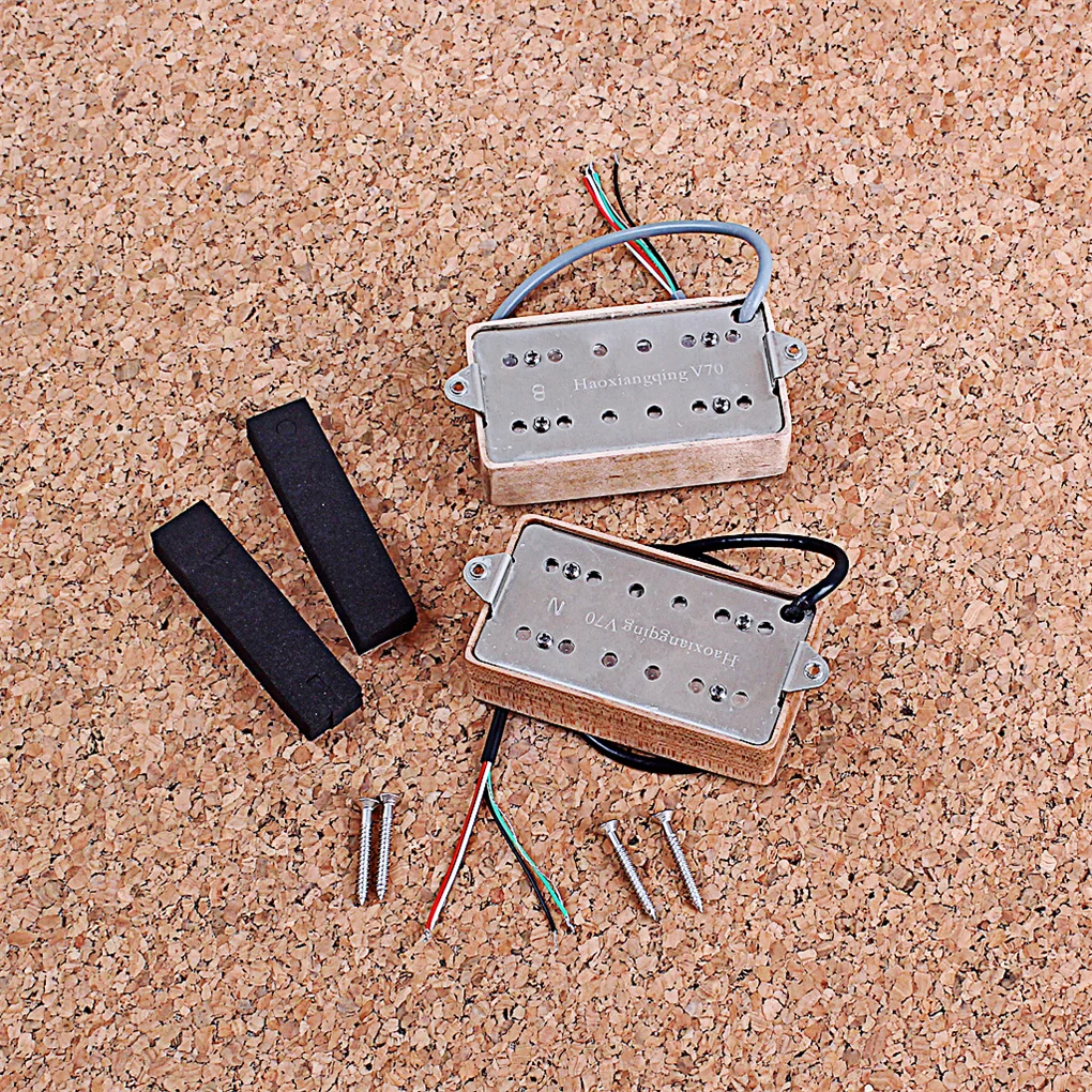 

2 Pack Bass Pickups Kit Wood Humbucker Neck Bridge Pickup Accessories