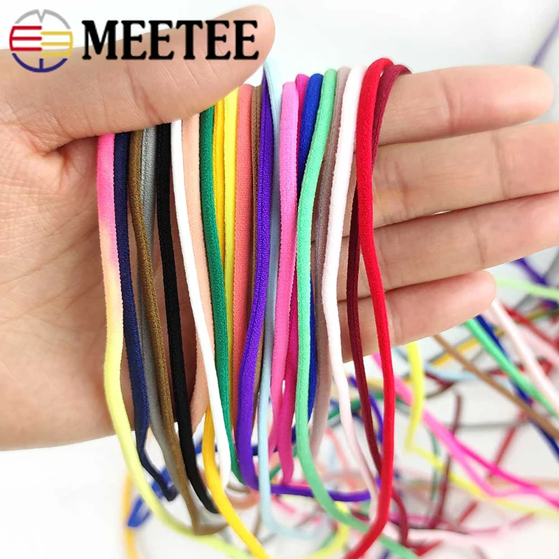 

Meetee 5Meters 3mm/5mm Nylon Elastic Band For Ear Hanger Lace Ribbon Shoes Strap Shoulder For Webbing DIY Handmade Accessorie