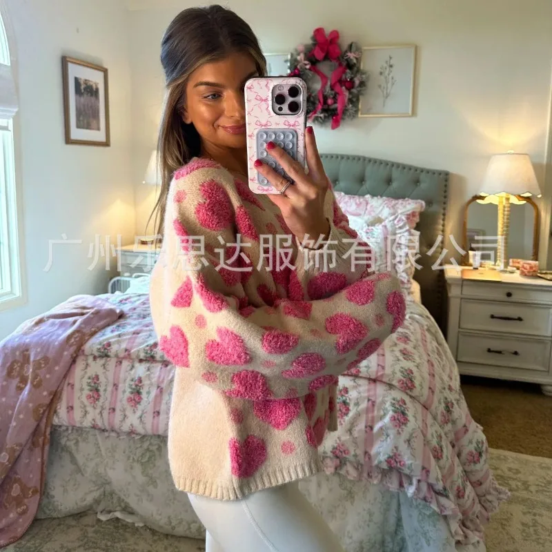 Осень-зима 2023 новый шикарный свитер Chill Losse для женщин толстый вязаный с сердечным