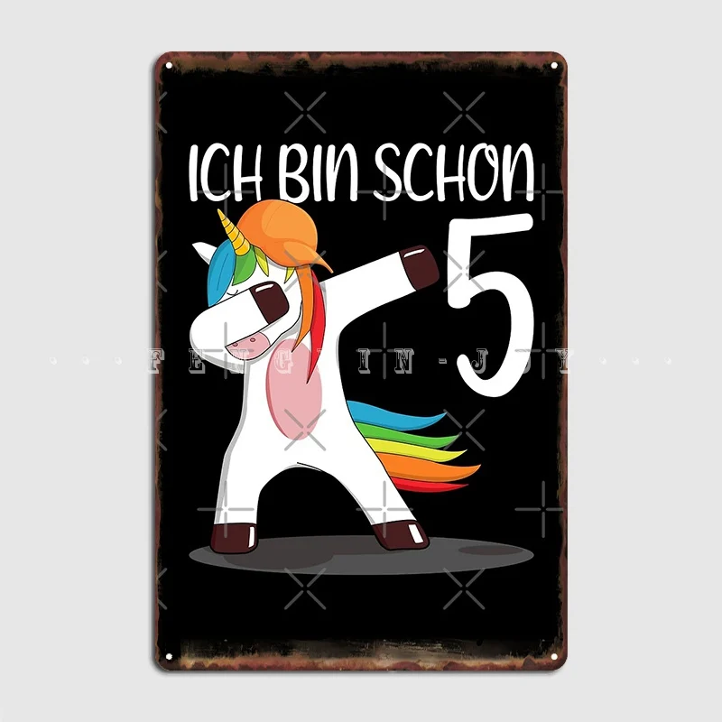 

5th Birthday 5 Year Old Unicorn Birthday Child Metal Plaque Poster Design Club Bar Wall Pub Plaques Tin Sign Posters