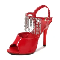 hot women stiletto heels pumps peep toe vening dress shoes 11cm high heels womens fringed sandals nightclub party shoes