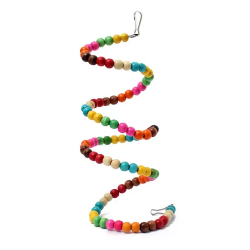 

New in Multicolor Wooden Ladder Swing Exercise Rainbow Parrot Parakeet Ladder Hamster Toy Beads Parrot Birds Toys Cage Decoratio