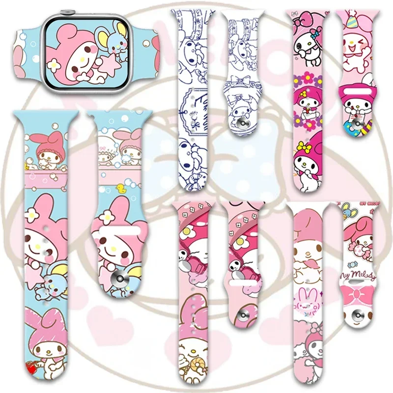 Ремешок Sanrio My Melody для Apple Watch ремешок 38/40/41/42/44/45/49 мм силиконовый часов Iwatch сменный