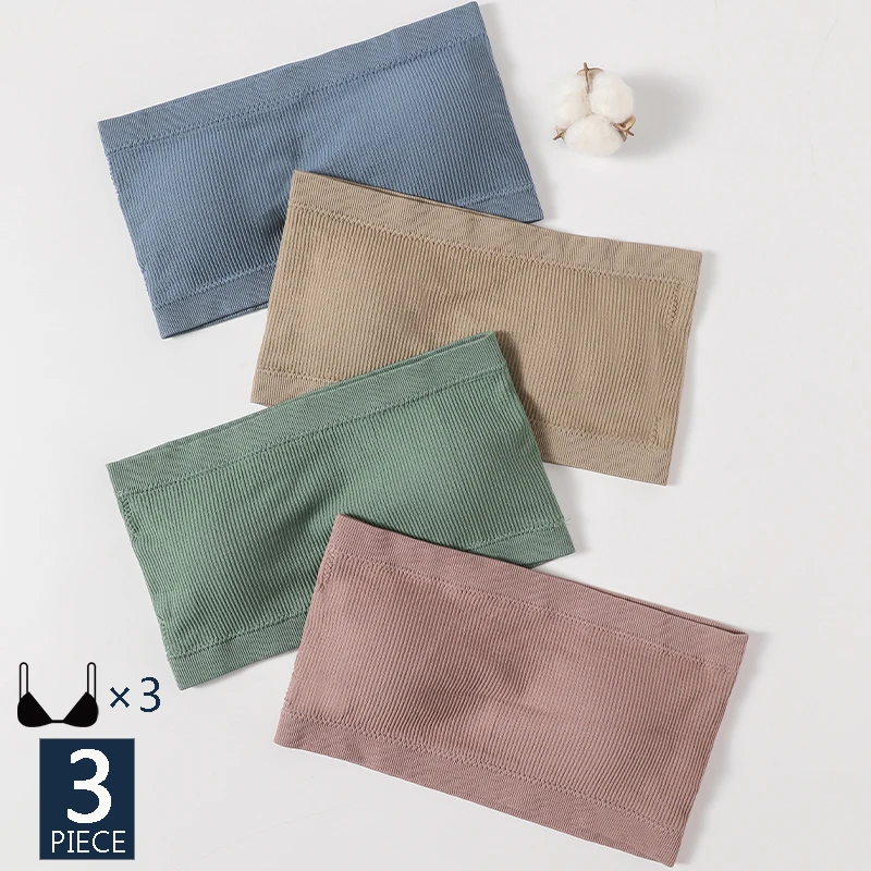 

3Pcs/lot Women Bra Invisible Strapless Bra Top Seamless Bra Soft Comfort Lingerie Solid Color Intimate Female Underwear