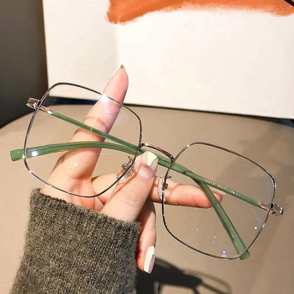 

Trend Big Size Square Myopia Glasses for Women Men Anti Blue Light Computer Eyeglasses Metal Frame Prescription Eyewear