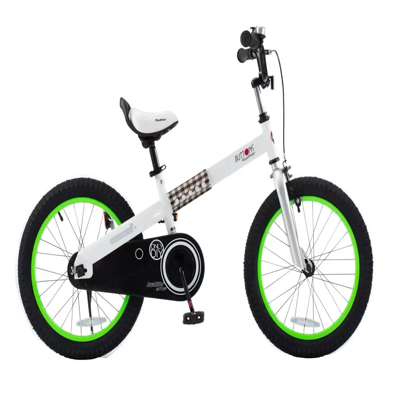 

Buttons 18 inch 's Bicycle White with Green Rims And Kickstand