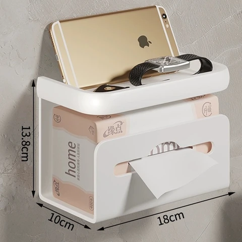 Держатель для туалетной бумаги без перфорации, настенный, с двойным выходом для бумаги, вешалка для салфеток в ванной комнате, подставка для мобильного телефона, органайзер