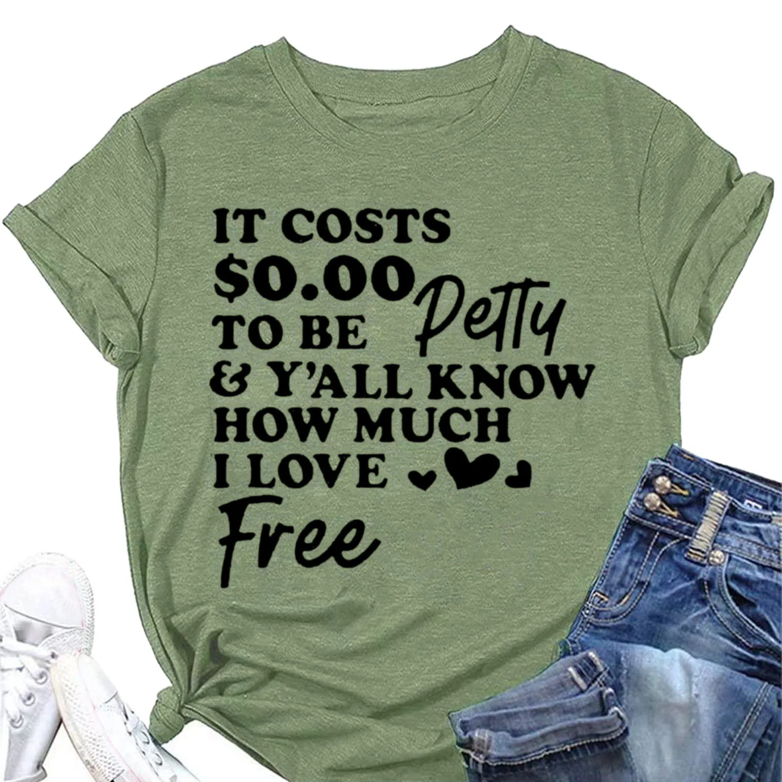 

Женская блузка с коротким рукавом, круглым вырезом и надписью