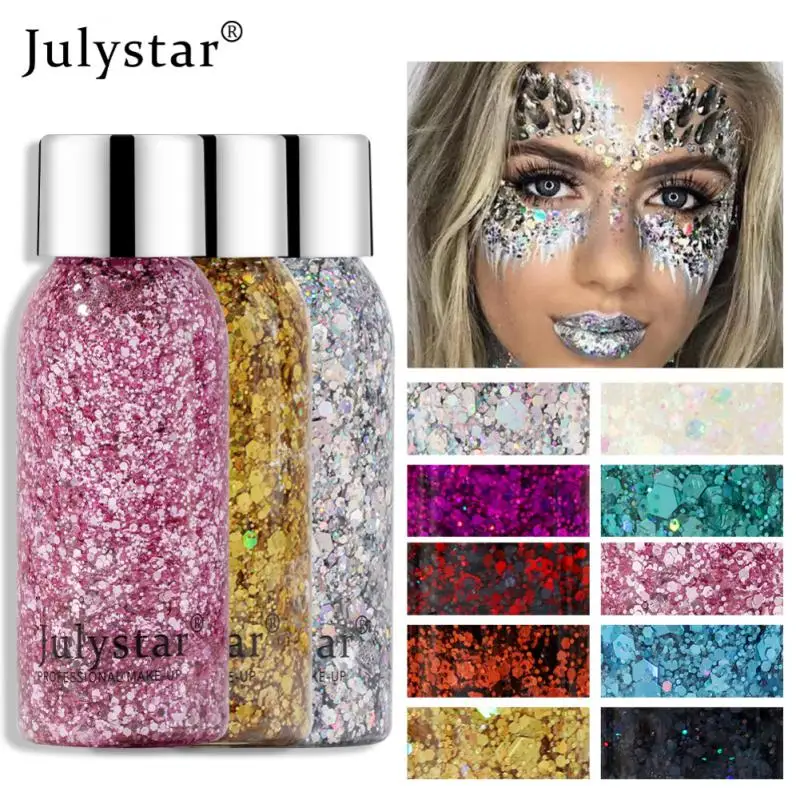 Halloween Makeup Sequin Eye Shadow Glitter Nail Hair Body Face Glitter Gel Sequins Eyeshadow Theatrical Makeup Festival Cosmetic