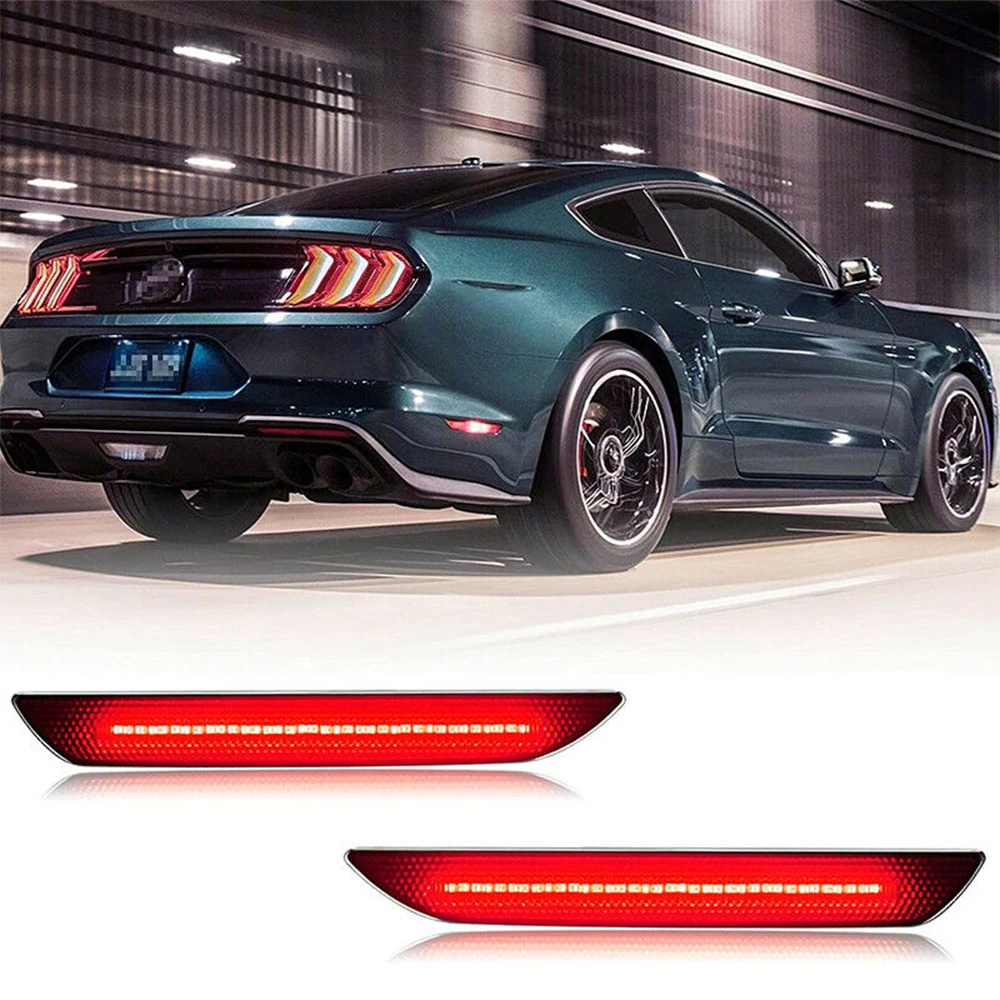 

Black Back Bumper Side Marker Light Kit Red backlight 200LM 3W For 2015-2020 Ford Mustange
