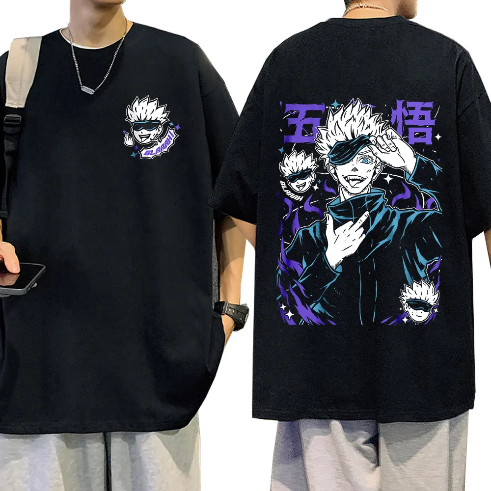 

Футболка с рисунком из аниме юютсу касин, хлопковая дышащая футболка оверсайз с принтом манга, Сатору, годжо, для мужчин и женщин, уличная одежда