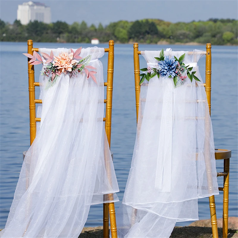 

New Chair Back Flower Artificial Silk Rose Flower Wedding Banquet Bridesmaid Holding Flowers Decoration Photography Props