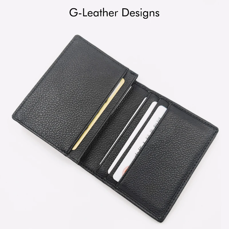 High Quality Vegan Leather Biford Card Holder Case Pebbled Embossed Card Wallet Soft Small Name Card Purse
