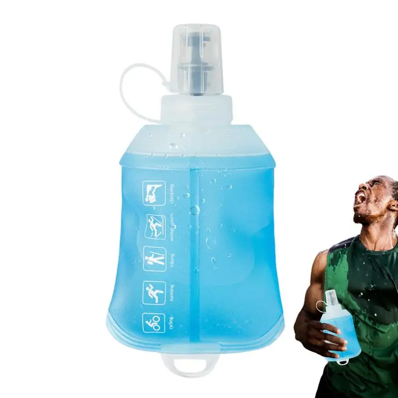 Soft Water Bottle Squeeze Water Pouch 150ML Hiking Water Bottle Hydration Bladder TPU Folding Drinking Water Bottle
