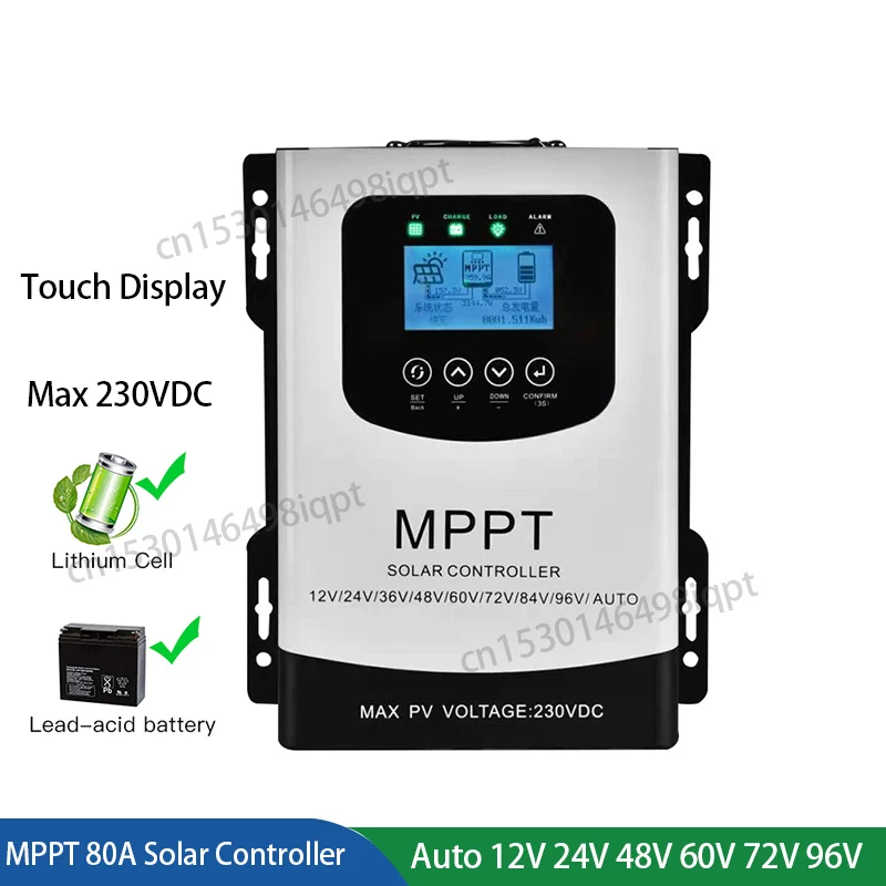 

Ship From EU MPPT 80A 60A Solar Charge Controller 230VDC PV Regulator For 12 24 48 60 72 96V Lifepo4 Lithium Lead Acid Battery