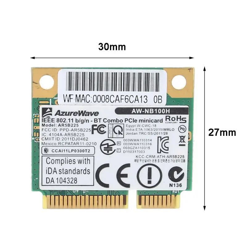 Беспроводной адаптер Wi-Fi Half Mini PCI-Express BT4.0 Wlan AW-NB097H AW-NB126H