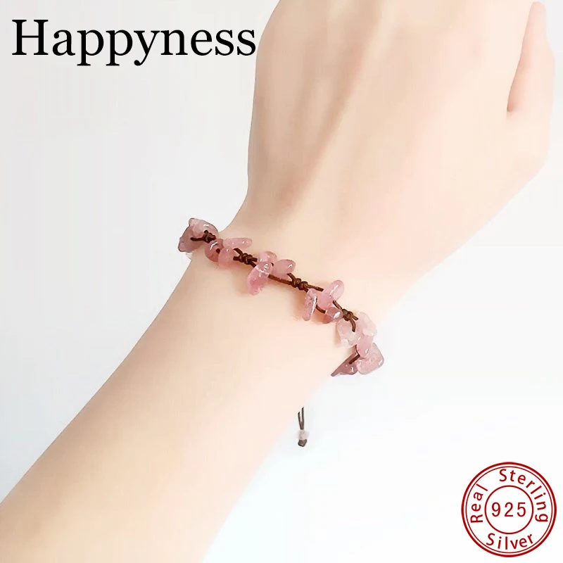 

Simple Woven Natural Strawberry Crystal Crushed Stone Crystal Bracelet Female Ins Niche Design Girlfriend Models Transfer to Gir