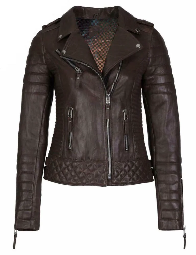 Women Leather Jackets 100% Real Sheepskin Quilted Biker Genuine Leather Coat Fashion Outwear enlarge