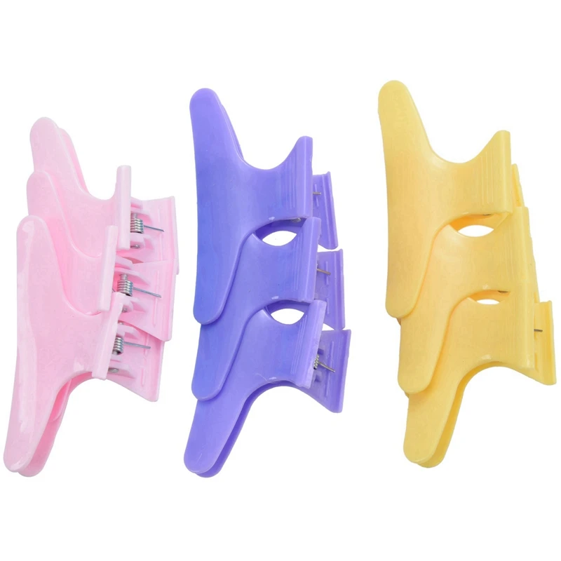 

12 Pcs Butterfly Salon Hairdressing Hair Clip Color Perm Sectioning Clips Handles