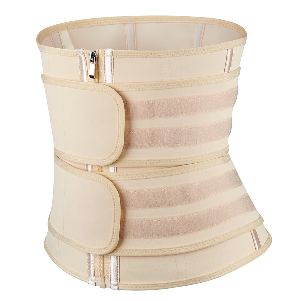 Женский корсет Fajas Girdle 9 стальной крючок и молния двойные ремни латексный