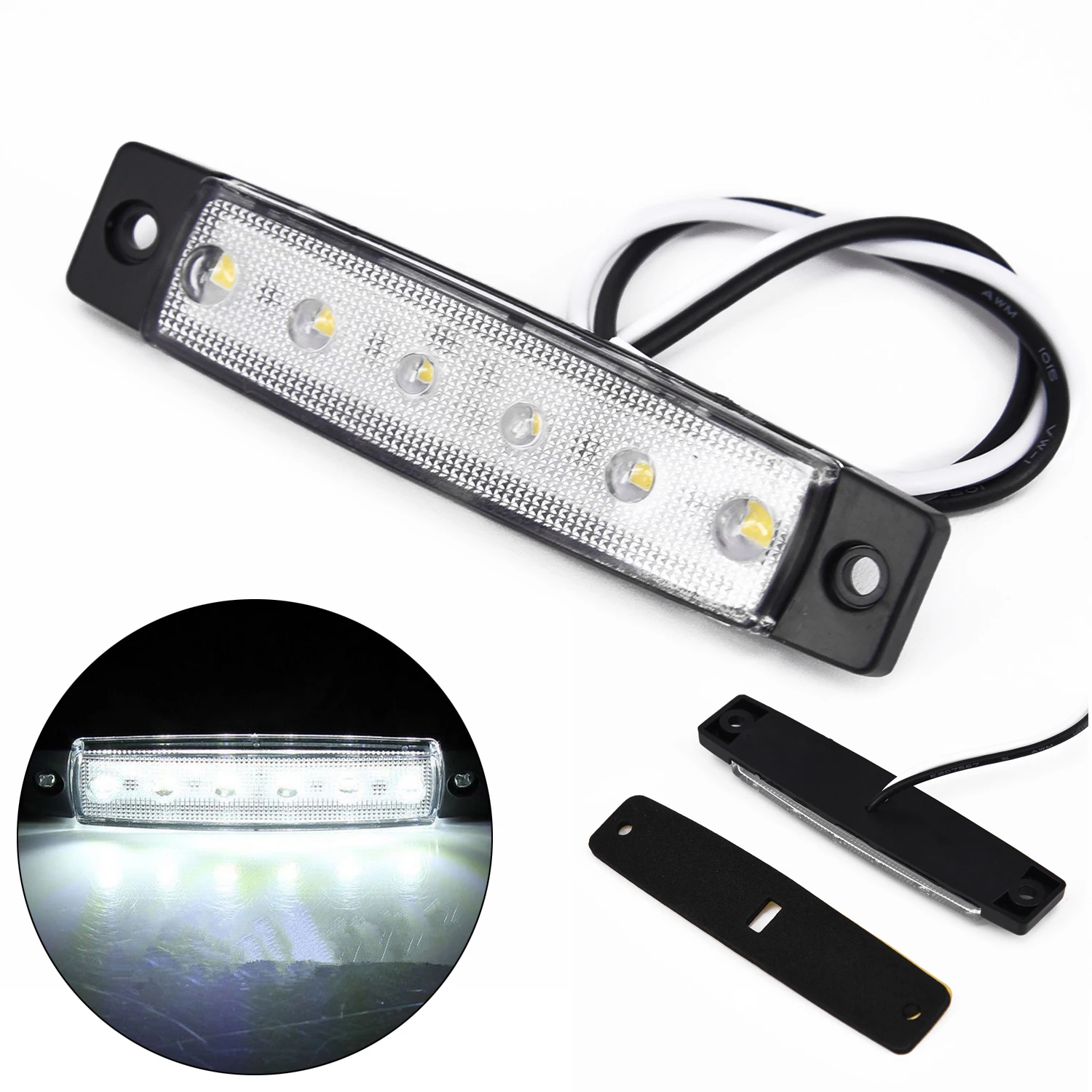 

White 12V 6 LED Light Side Marker Light Car Work Light Bar DVR Day Lights For Trailer Truck Boat Indicator RV Lamp Accessories