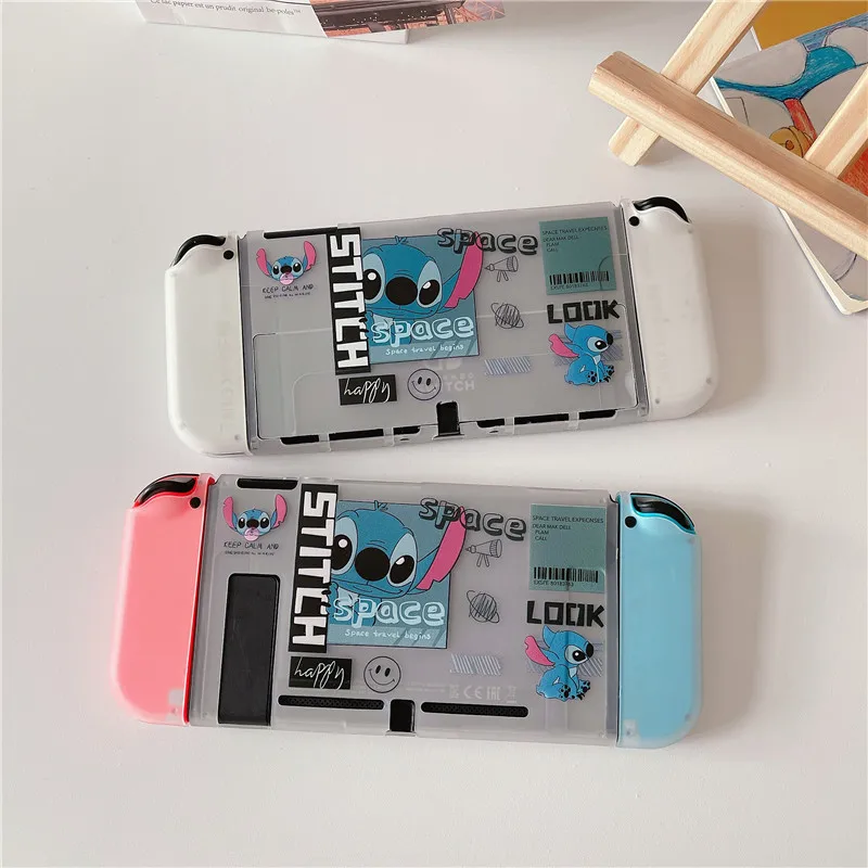 

Disney Stitch Hard Case Charging Dock Station Cover Protective Shell for Nintendo Switch Oled NS Console Crystal Protector Skin