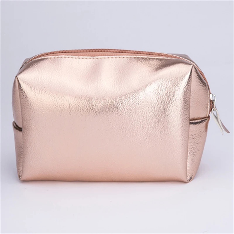 

Women Cosmetic Bag Pink Gold Makeup Bag Zipper Ladies Make Up Handbag Organizer Storage Case Pouches Toiletry Wash Beauty Box