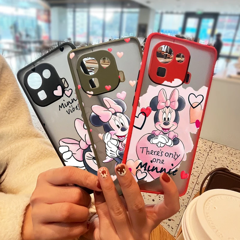 

Pink Mickey Mouse Disney For Xiaomi Mi 11 11T 10 10S 10T Ultra Lite Pro 9 8 Poco X3 F3 GT NFC Frosted Translucent Phone Case