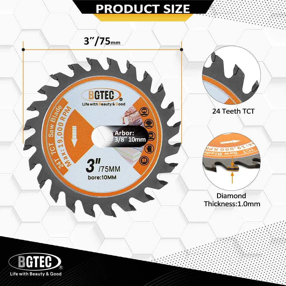 

Режущий диск BGTEC TCT 75/85 мм 24Т для дерева