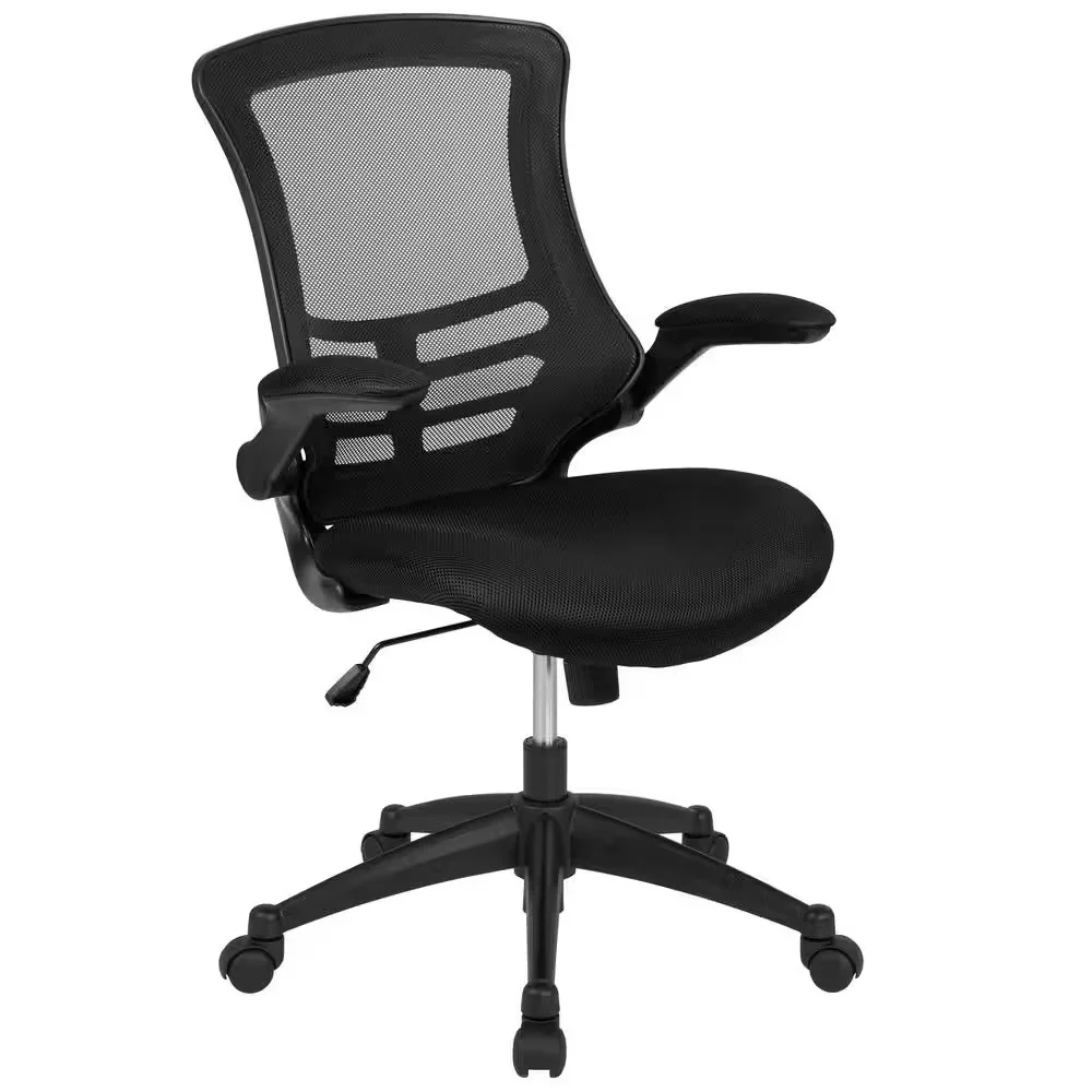 

Mesh Swivel Ergonomic Office Contemporary task Chair in Black / Black Fabric, Built-in lumbar support