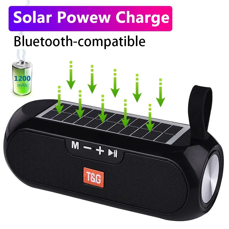 

Outdoor Bluetooth Speaker Wireless Bass Subwoofer with Solar Charging Boombox AUX TF USB FM Radio Stereo Loudspeaker Music Box