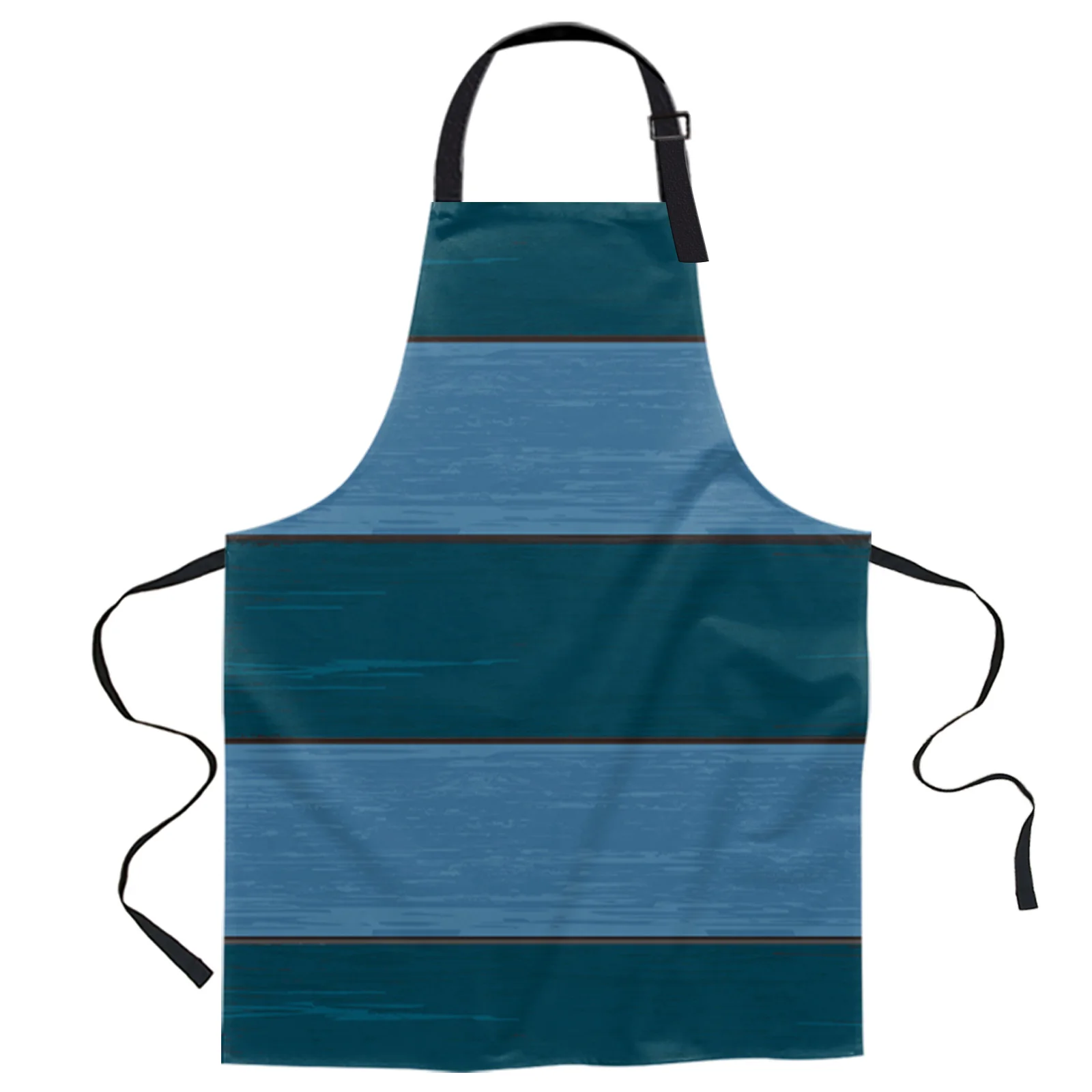 

Stripes Wood Grain Blue Design Adjustable Canvas Kitchen Coffee Apron Ladies Couple Cooking Dining