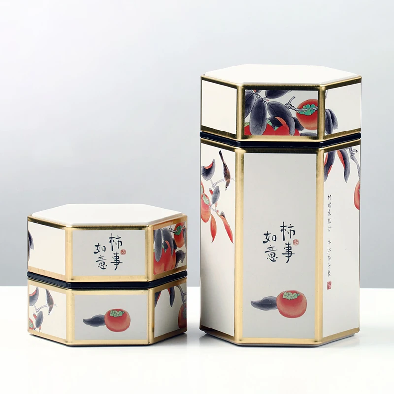 Креативный шестиугольный чайный сервиз со стальной канистрой китайское сосуд