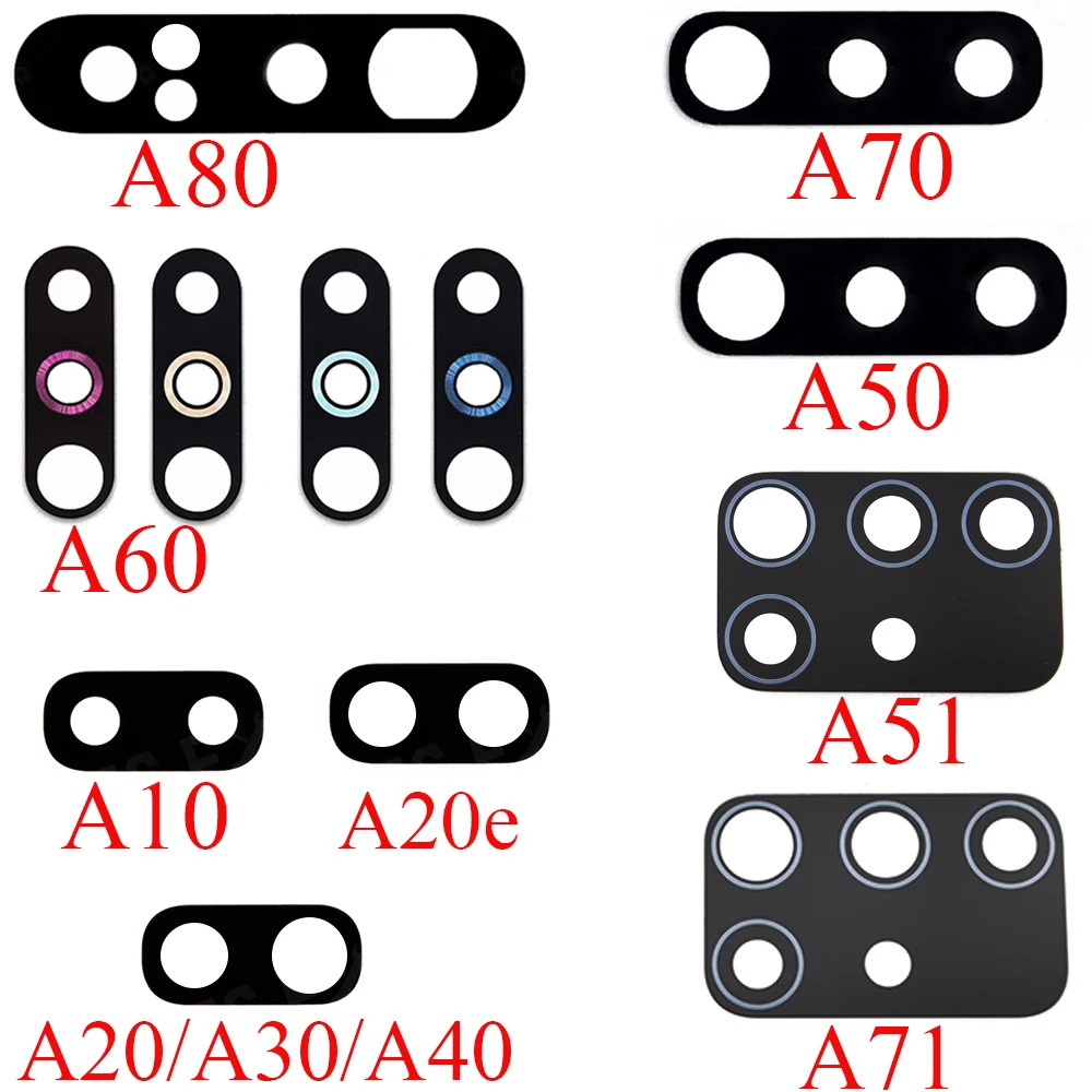 

10pcs Back Camera Glass for Samsung A50 A20 A10 A40 A70 A30 A10E A20E A80 A90 A60 A51 A71 A01 Coer Rear Camera Lens Replacement
