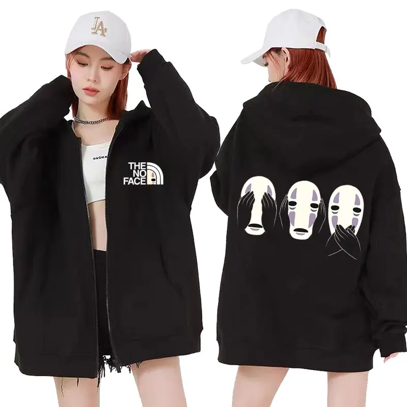 

Anime Spirited Away Studio Ghibli No Face Man Zipper Hoodie Men Women Harajuku Manga Hoody Zip Up Sweatshirts Jacket Streetwear