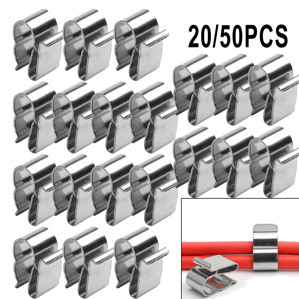 

50/20 Pcs Solar Panel Wire Clip Clamps Stainless Steel Cable Clips Electrical Cord For PV Solar Wiring Mounts Clamps