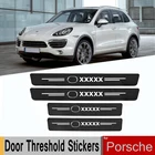 4 шт., наклейки на порог двери автомобиля из углеродного волокна для Porsche Cayenne Macan GTS 911 718 Boxter Spyder 996 992 997 KYCT12