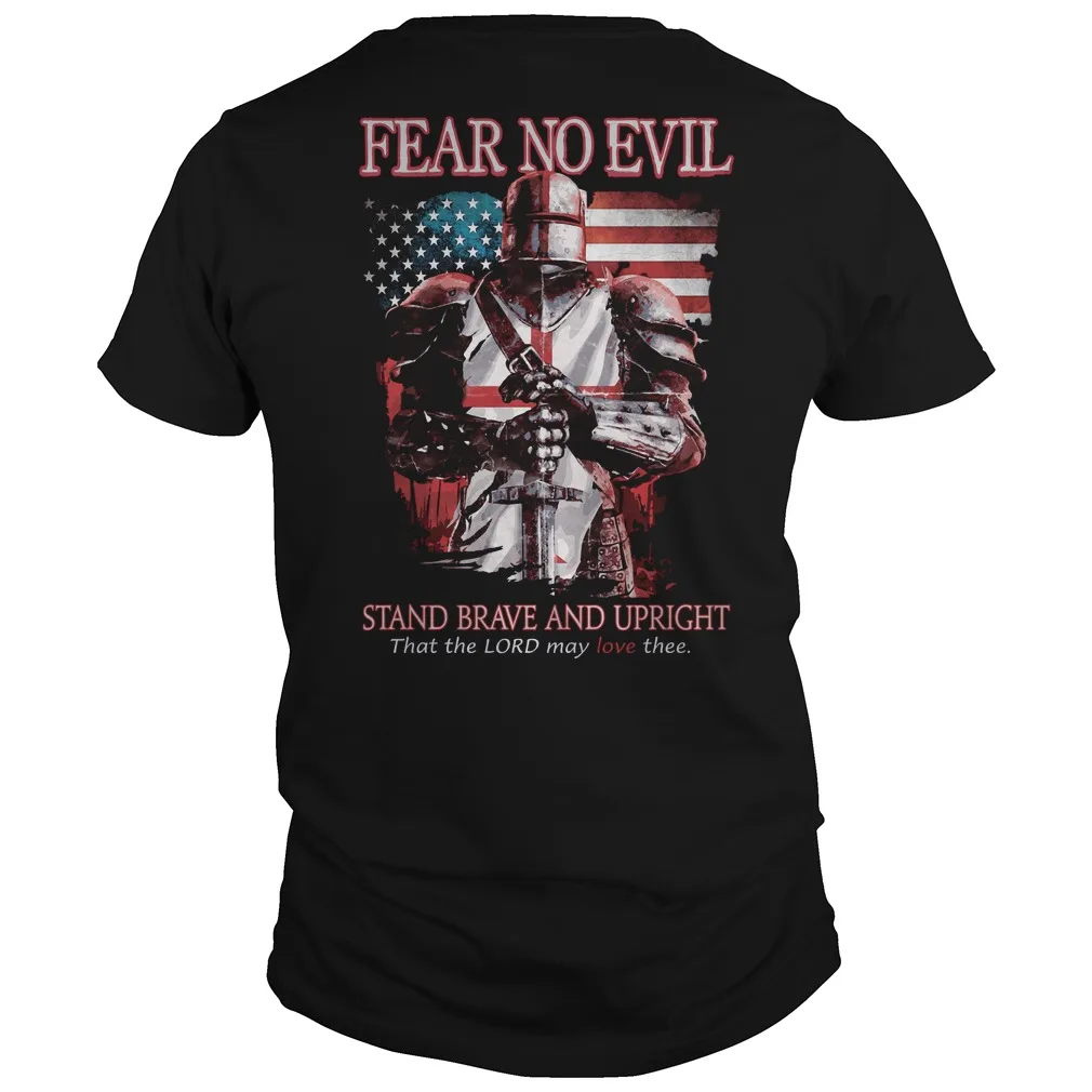 

Fear No Evil. American Knights Templar Crusaders T Shirt. New 100% Cotton Short Sleeve O-Neck T-shirt Casual Clothing Mens Top