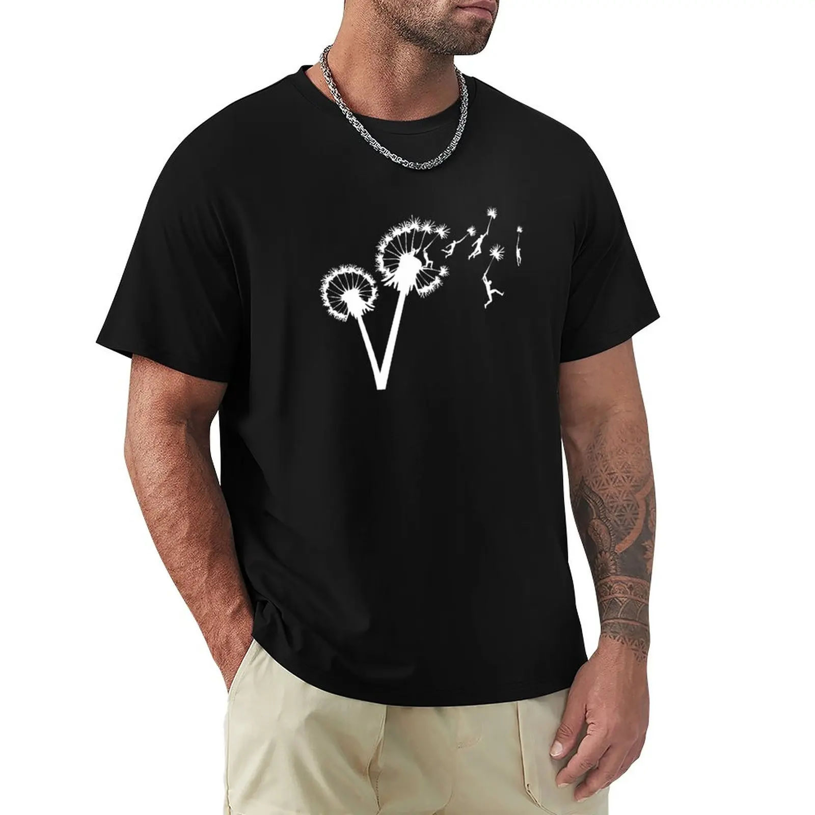 

Dandylion Flight - White Silhouette T-Shirt Cat Shirts Graphic T Shirt Men Clothings