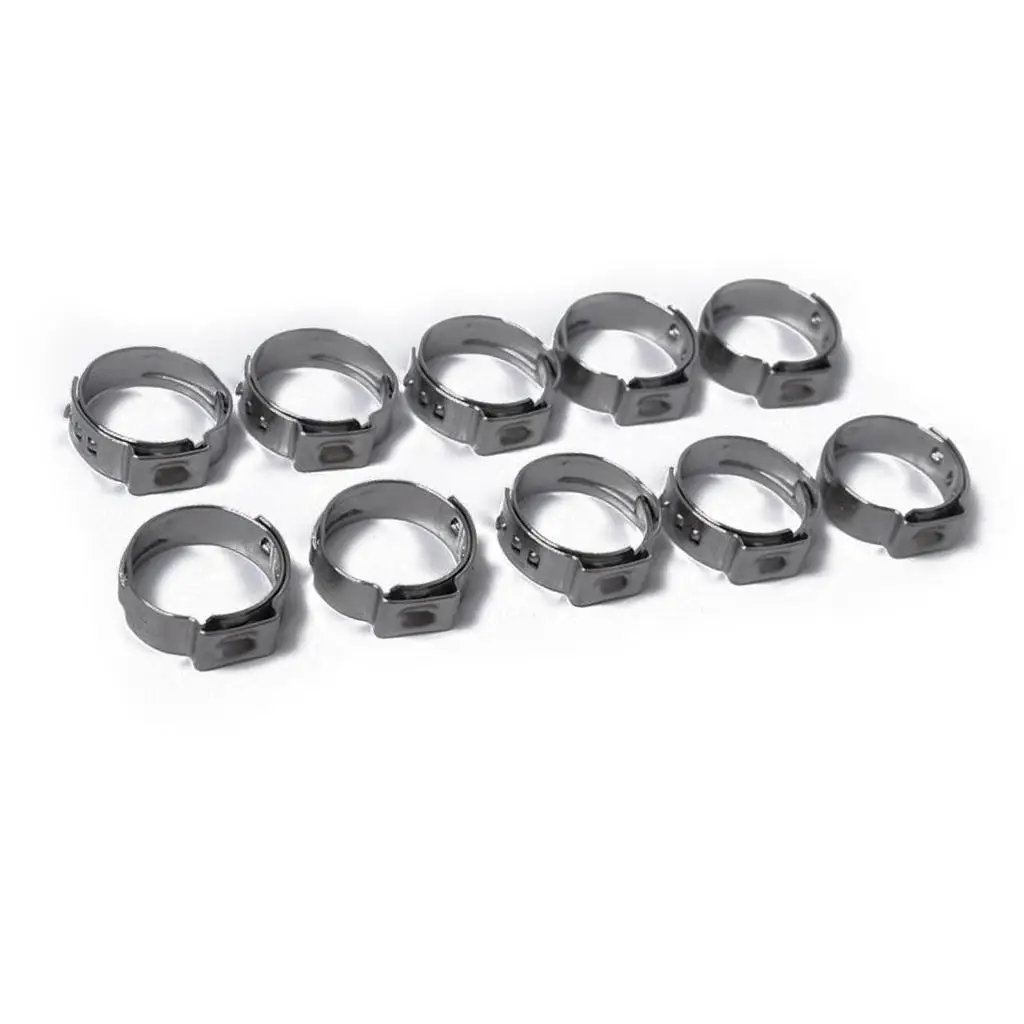 

2X 10 Pieces Stainless Steel Single Ear Clamps Hydraulic Hose 10 x 20.3-23.5mm