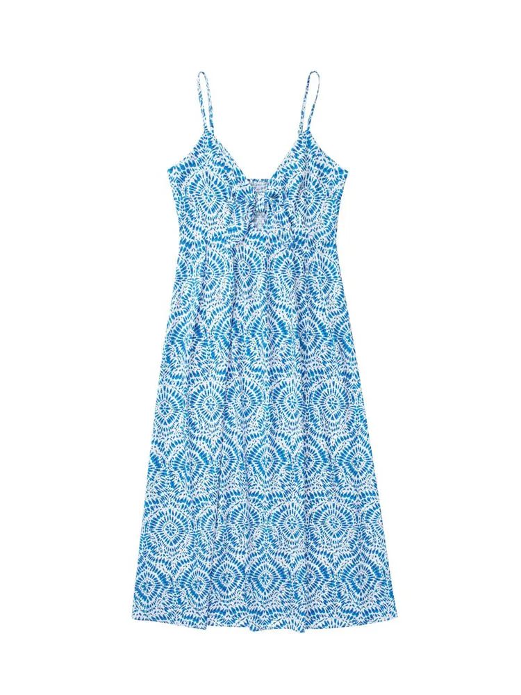 

2022 Summer Women Strap Dress Fashion Vintage Print Sleeveless Strapless Female Elegant Street Long Dresses Clothing