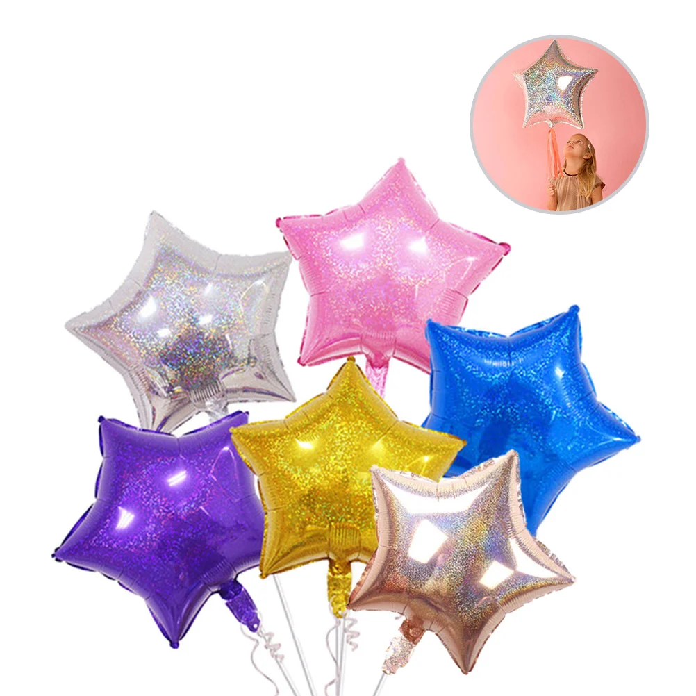 

6 Pcs 18 Inch Balloons Silver Star Balloon Silver Star Balloons Wedding Party Decor Yellow Gold Balloons
