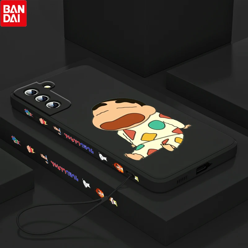 

Crayon Shin chan Cute For Samsung Galaxy S22 S21 S20 S10 Note 20 10 Ultra Plus Pro FE Lite Liquid Left Rope Phone Case Cover