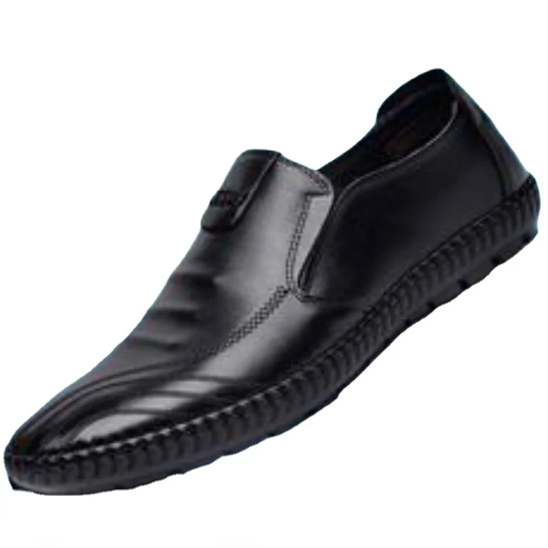 

J18 Summer New Men's Shoes Pure Color Comfortable PU Cover Foot Pedal Beans Shoes Youth Flat Round Head Men's Small Shoes Tide